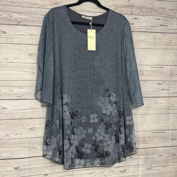 NWT Sese Code Floral Top w Tulip Sleeve 3XL - Picture 2 of 6